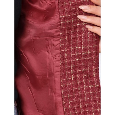 Женские пиджаки INSPIRE CHIC Women's Notch Lapel Long Sleeve Button Blazer Large Dark Red — фото 5