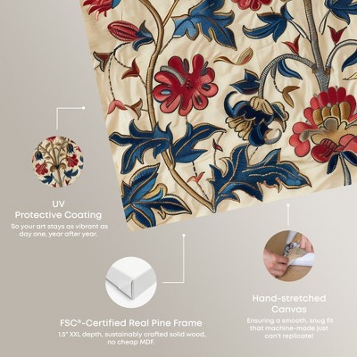 Ivory Floral Embroidery Chic Farmhouse Canvas Wall Art, 24" x 24"