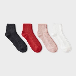 Women's Ultra Soft Everyday Rib-Knit 4pk Ankle Socks - Auden™ - 1 of 3
