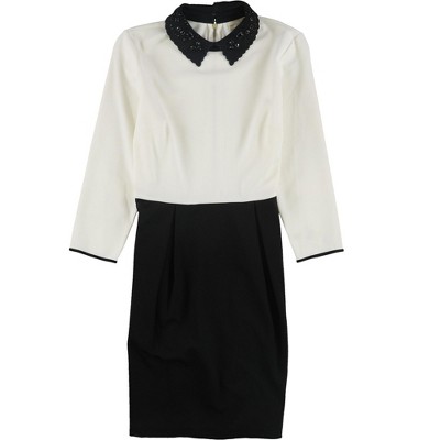 maison Jules Womens Embellished Colorblocked A-line Dress