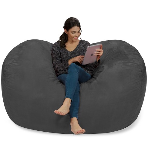 6' Huge Bean Bag Chair With Memory Foam Filling And Washable Cover Charcoal  - Relax Sacks : Target