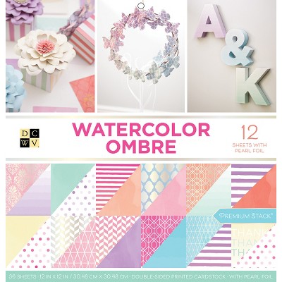 DCWV Double-Sided Cardstock Stack 12"X12" 36/Pkg-Watercolor Ombre, 18 Designs/2 Each