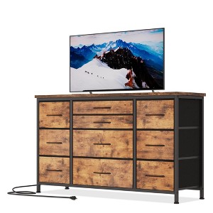 10 Drawer Dresser for Closet, 55" Tv Stand, 47" Wide Fabric Dresser with Power Outlets, Sturdy - 1 of 4