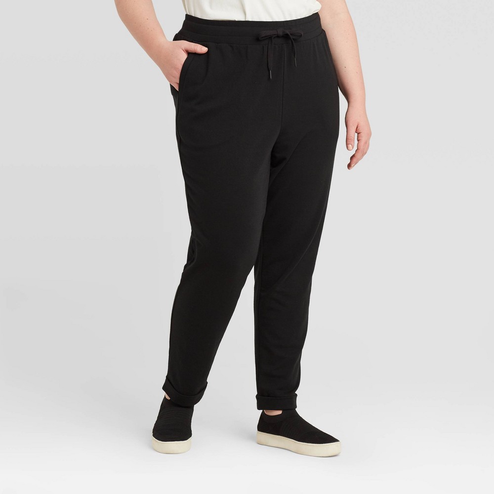 Women's Plus Size Leisure Jogger Pants - Ava & Viv Black X, Women's was $24.99 now $17.49 (30.0% off)