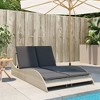 vidaXL Patio Sun Lounger Light Gray PE Rattan, Powder-Coated Steel Double - 3 of 4