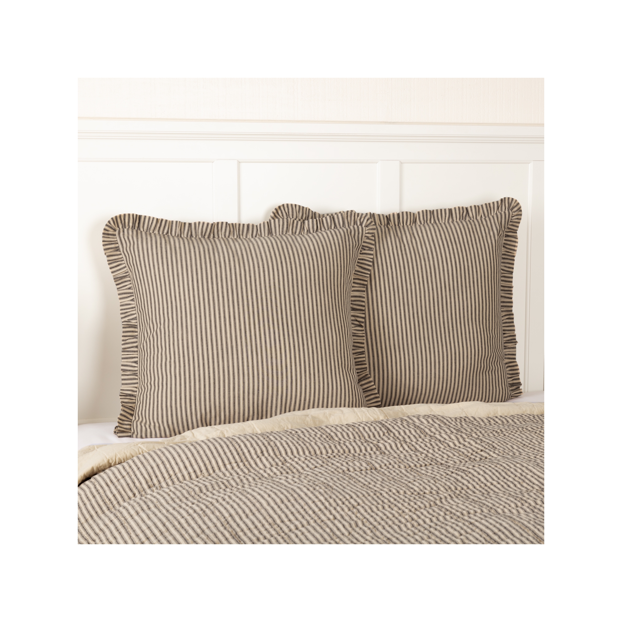 Sawyer Mill Charcoal Ticking Stripe Fabric Euro Sham 26x26