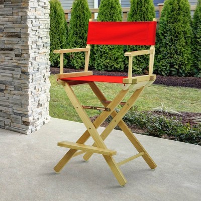 Director's Chair Counter Height Canvas Red/Natural Flora Homes