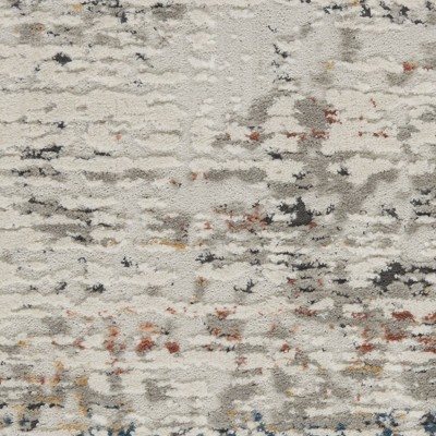 Gray and Multicolor Round Synthetic Area Rug, 7'10"