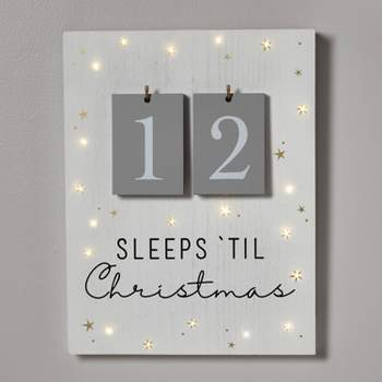19" Battery Operated Lit 'Sleeps 'til Christmas' Wood Countdown Sign Cream - Wondershop™