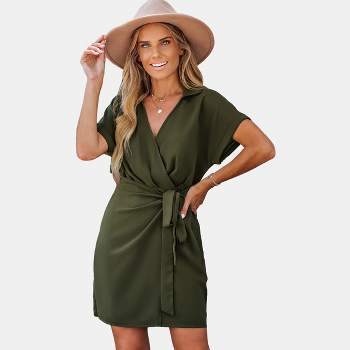 Women's Twist Mini Shirt Dress - Cupshe-m-beige : Target