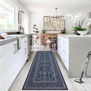 Acekool Washable Area Rug, Vintage Boho Floral, Non-Slip Low Pile Carpet for Living Room, Bedroom, Nursery, Playroom, Dining Room - 1 of 4