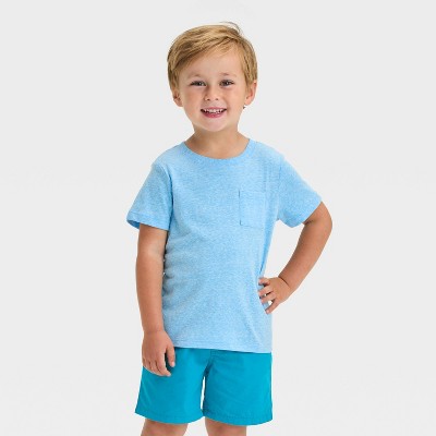Image of Toddler Boys' Short Sleeve Pocket T-Shirt - Cat & Jack™ Light Blue 4T