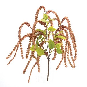 Astible Bush – Set of 6 – 26.5"H Faux Green & Salmon Stems – Plastic Floral Home Decor By Melrose - 1 of 3