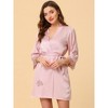 cheibear Women's Satin Silky Lounge Nightdress with Robe 2 Pcs Sleepwear Pajama Sets - 3 of 4
