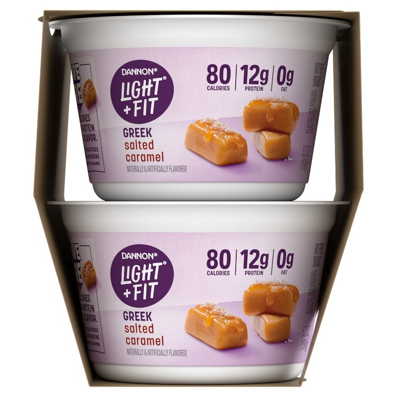 Light + Fit Nonfat Gluten-Free Salted Caramel Greek Yogurt - 4ct/5.3oz Cups, 6 of 9