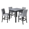 NicBex Dining Table Set for 4 Square Kitchen Table and Chairs with Upholstered Hight Stools with Backrest for Kitchen, Dining Room Restaurant, Black - 4 of 4
