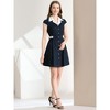 Allegra K Women's Vintage Button Down Flat Collar Belted Office Mini Shirt Dress - 3 of 4