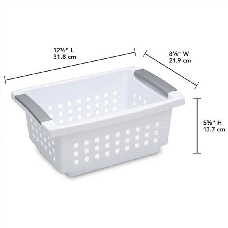 Sterilite Small Plastic Stacking Storage Basket Container Totes w/ Comfort Grip Handles and Flip Down Rails for Household Organization, 3 of 7