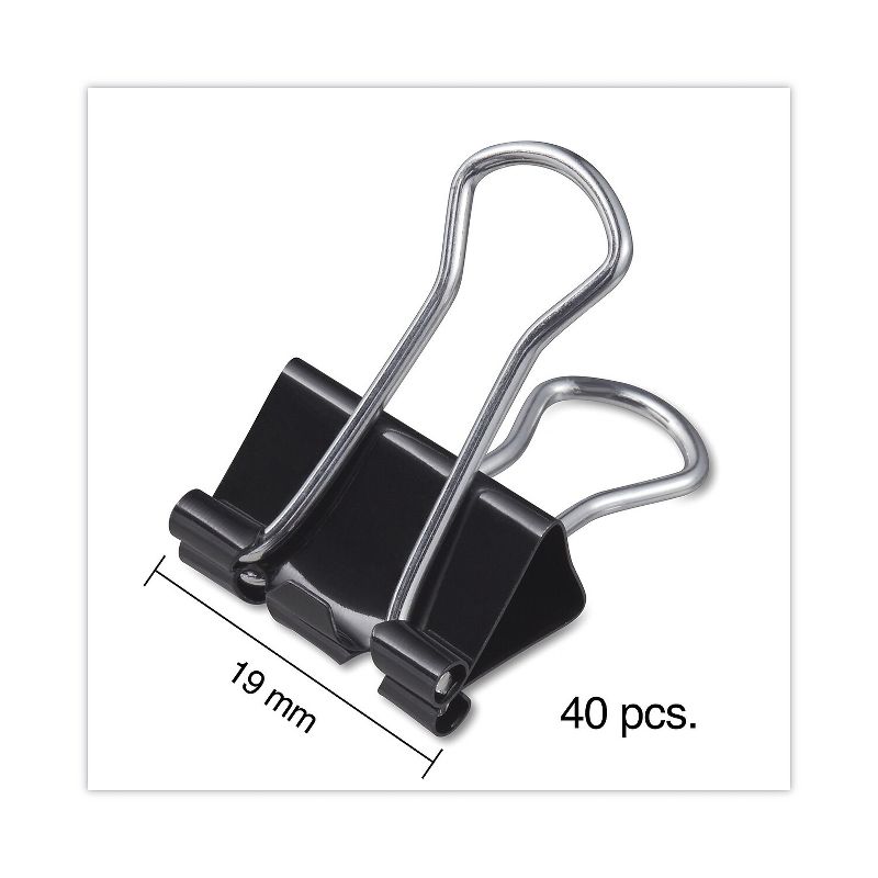 UNIVERSAL Small Binder Clips 3/8" Capacity 3/4" Wide Black 40/Pack 11140, 5 of 7