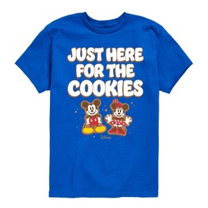 Boys' - Disney - Mickey and Minnie Just Here For The Cookies Christmas Short Sleeve Graphic T-Shirt - 1 of 4