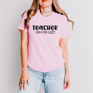 Simply Sage Market Teacher Live Love Learn Short Sleeve Tee - XS - Pink - 1 of 4