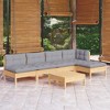 vidaXL Solid Pinewood Patio Lounge Set 6 Piece with Cushions - Brown and Gray - 2 of 4