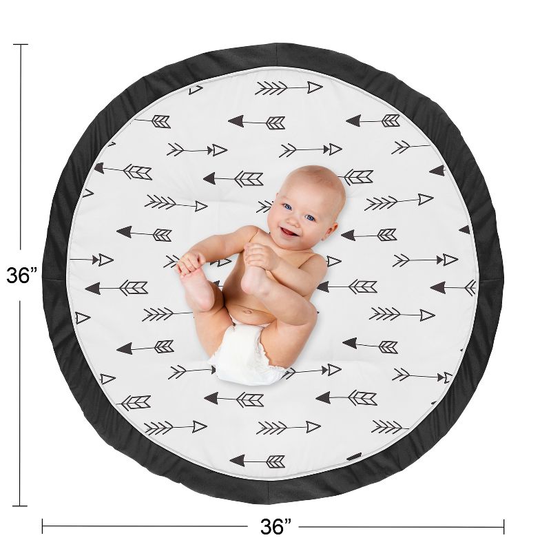 Sweet Jojo Designs Gender Neutral Baby Tummy Time Playmat Fox Black and White, 5 of 6