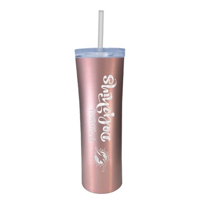 NFL Miami Dolphins 18oz Skinny Tumbler with Straw - Rose Gold
