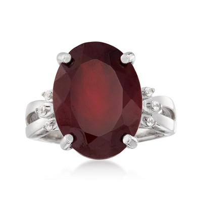 Ross-Simons 11.00 Carat Garnet and .10 ct. t.w. White Topaz Ring in Sterling Silver