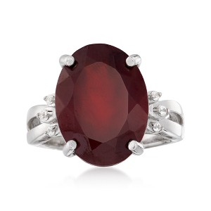 Ross-Simons 11.00 Carat Garnet and .10 ct. t.w. White Topaz Ring in Sterling Silver - 1 of 4