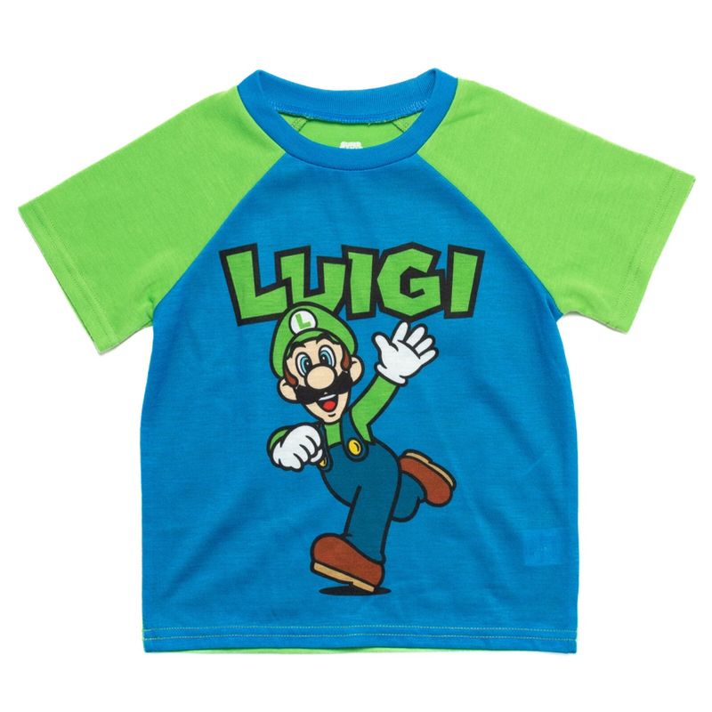 SUPER MARIO Nintendo Yoshi Luigi Pajama Shirt and Shorts Sleep Set Toddler , 2 of 7