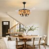 Ludomide 48" Boho Retractable Ceiling Fan with Light and Remote, Rattan Hand-Woven Chandelier Ceiling Fan, 6-Light Farmhouse Drum Fandelier - 2 of 4