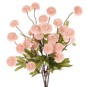 Unique Bargains 5-Heads Artificial Chrysanthemum Ball Flowers Silk Bouquets Real Touch 20 Inch - 1 of 4
