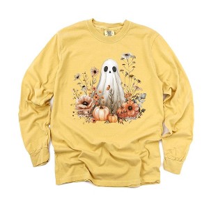 Simply Sage Market Women's Ghost Watercolor Long Sleeve Garment Dyed Tee - 1 of 4