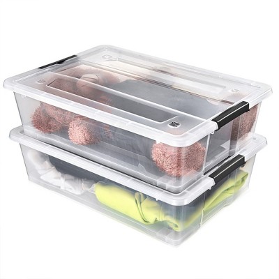 Sorbus 40qt Clear Underbed Stackable Storage Bins with Lids and Handles - Versatile storage for Clothing, Bedding, and more