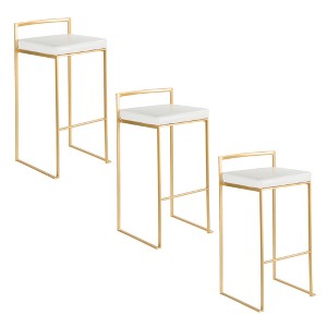 30" Contemporary/Glam Barstool with Padded Seat and Stackable Design (Set of 3) for Bar or Entertainment Area - 1 of 4