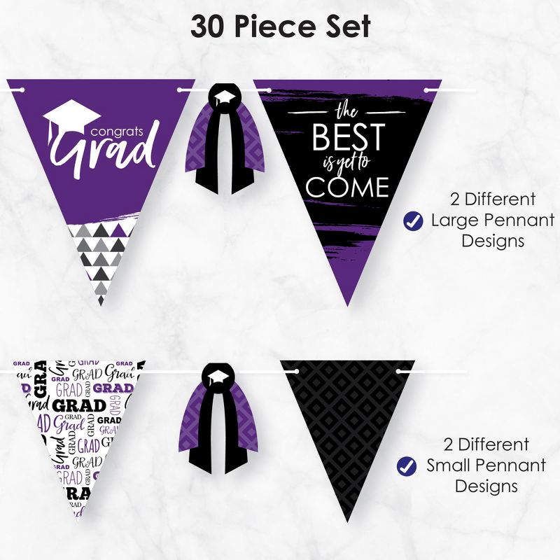Big Dot of Happiness 30 Piece Purple Graduation Party Pennant Triangle Banner, 6 of 10