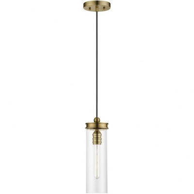 Antique Brass Mini Pendant with Clear Glass Shade