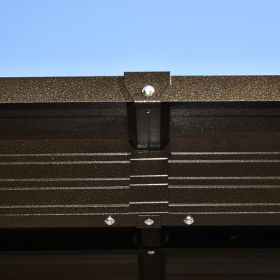 Outsunny 12' x 10' Brown Aluminum Hardtop Gazebo with Curtains