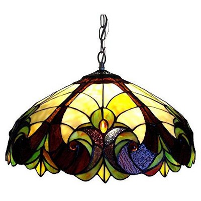 Chloe Lighting CH18780VI18-DH2 Tiffany-Style Victorian 2-Light Ceiling Pendant Fixture with 18" Shade