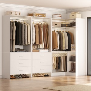 Aheaplus Set of 3 Freestanding Corner Closet System, 81'' Space-saving Closet Organizer with Drawers and Hanging Rods - 1 of 4