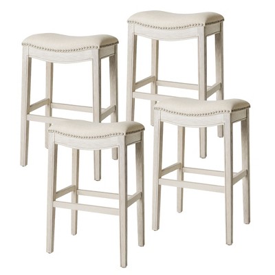 Maven Lane Adrien Upholstered Backless Saddle Kitchen Stool, Set of 4