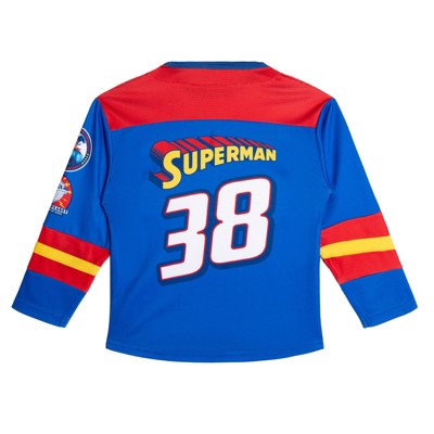 DC Comics Justice League Superman Little Boys Mesh Hockey Jersey Long Sleeve T-Shirt Blue / Red 5 — фото 2