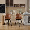 Swivel Bar Chair, with Backrest and Wooden Legs, Upholstered Fabric Bar Chair, 360 Degree Swivel Chair, for Home, Office, Bar, Coffee Shop - 3 of 4