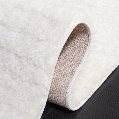 Ivory Square Shag Rug 6'7" x 6'7" Synthetic