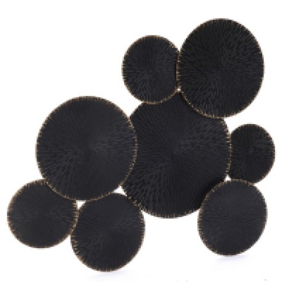 Large Black and Gold Iron Abstract Wall Sculpture