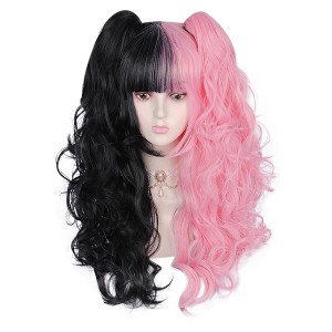 Unique Bargains Women Curly Human Synthetic Fibre Long Hair Wigs with Wig Cap - 1 of 4