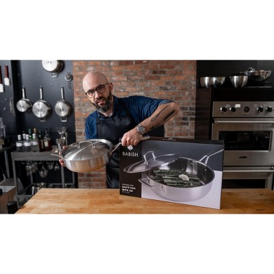 Babish 5-Quart Tri-Ply Stainless Steel Saute Pan with Lid