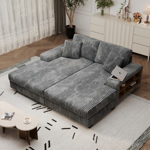 Whisen Convertible Corduroy Sleeper Sofa - 1 of 4