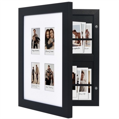 Americanflat 9x11 Picture Frame with Storage - Fits Four 2x3 Instant-Print Photos - Quick Change Storage Frame Holds up to 100 Photos - Black